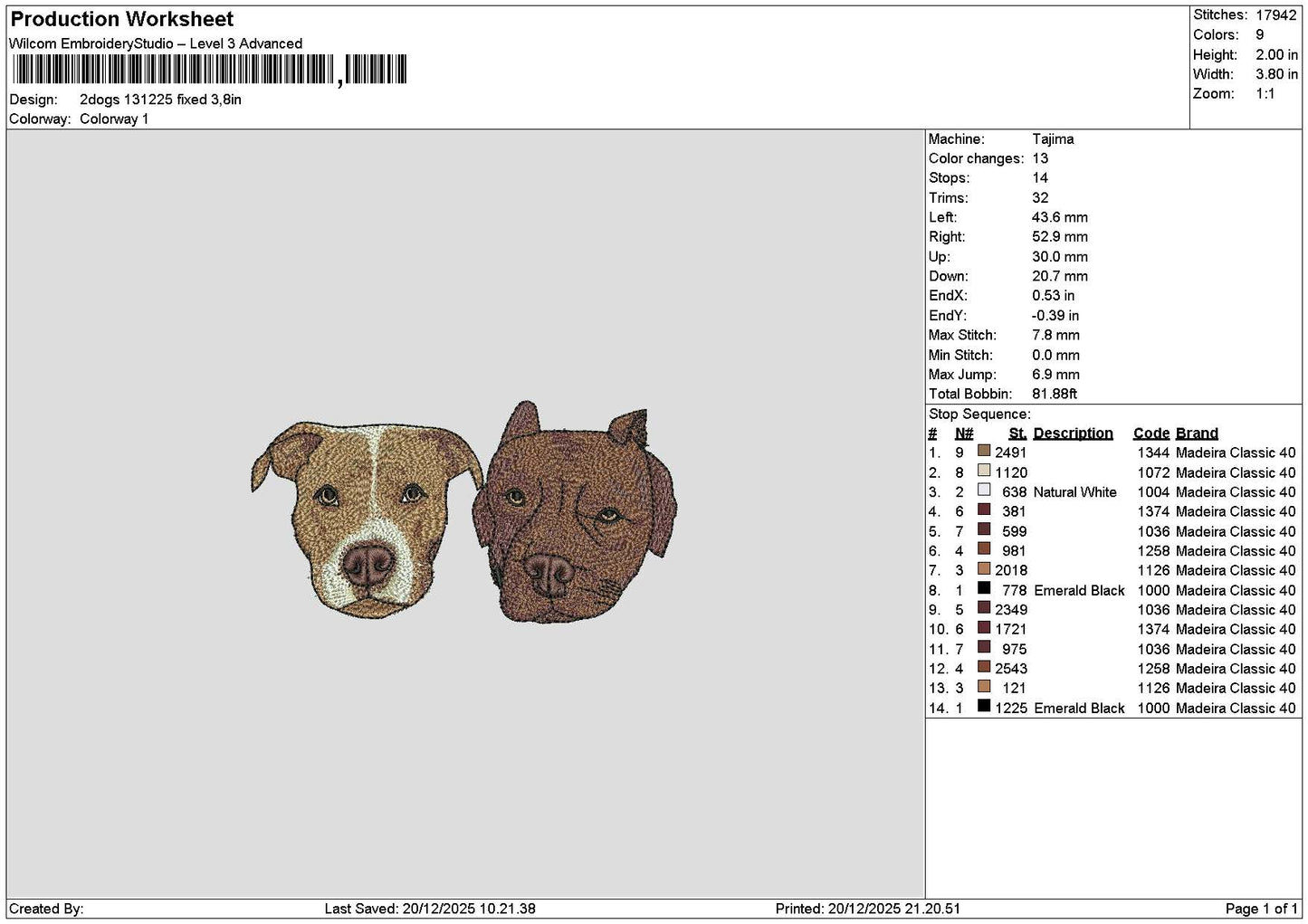 2 Dogs 1312 Embroidery File 6 sizes