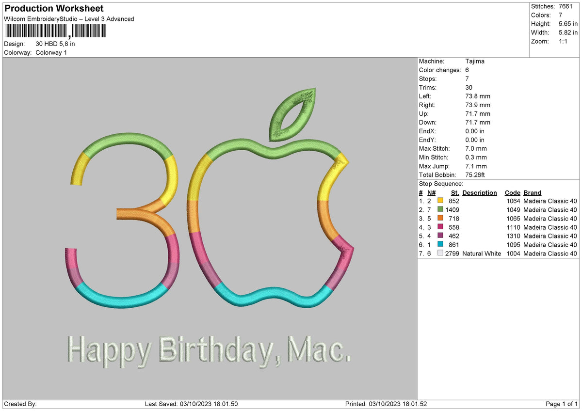 30 Hbd Embroidery File 6 sizes