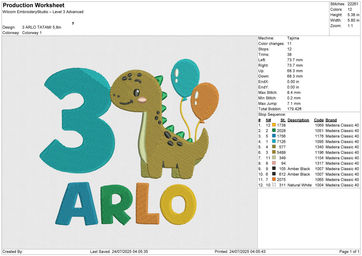 3 ARLO Embroidery File 6 size