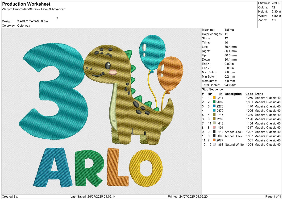 3 ARLO Embroidery File 6 size
