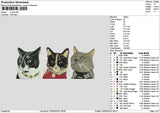 3 Cats 1505 Embroidery File 6 sizes