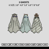 3 Ghosts Embroidery File 6 sizes