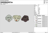 3 Dogs Heads Embroidery File 6 sizes
