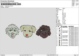 3 Dogs Heads Embroidery File 6 sizes