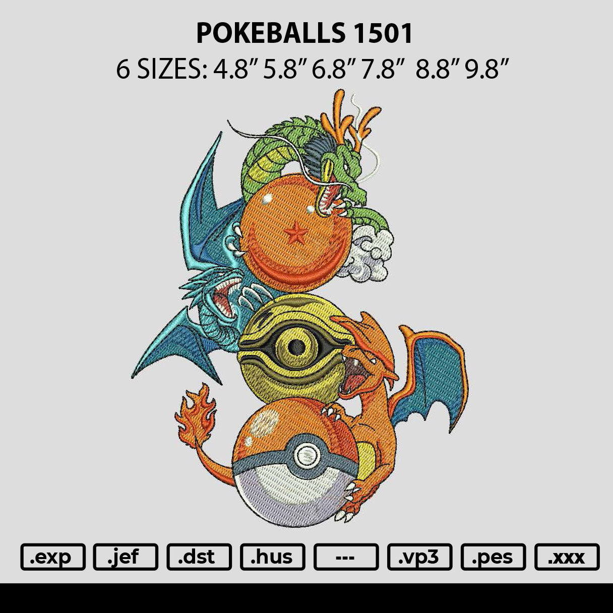 Pokeballs 1501 Embroidery File 6 sizes
