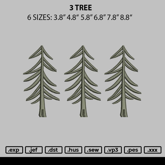 3 Tree Embroidery File 6 sizes