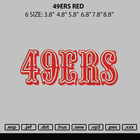 49ers Red Embroidery File 6 sizes