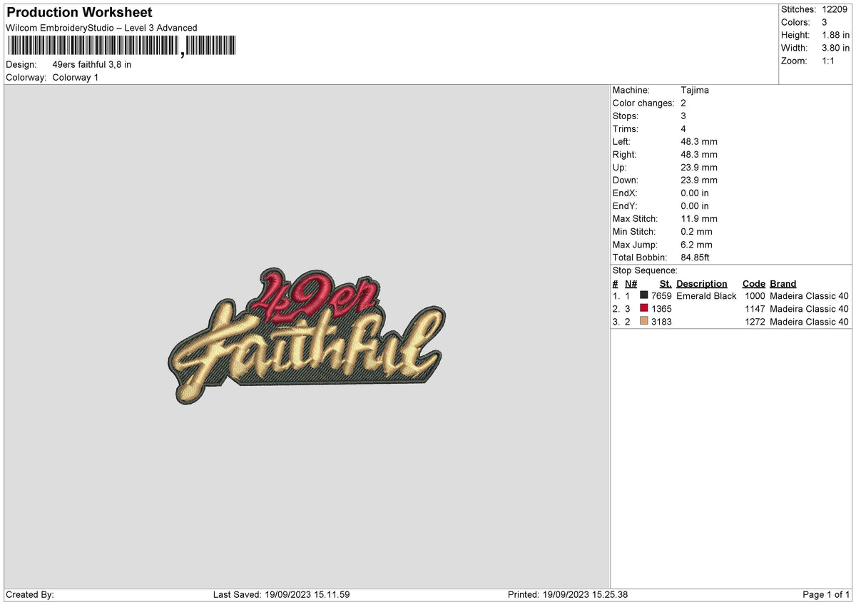 49ers Embroidery File 6 sizes