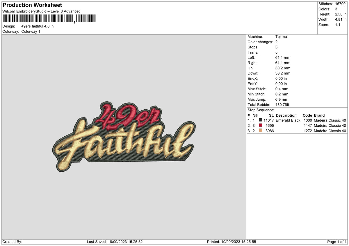 49ers Embroidery File 6 sizes
