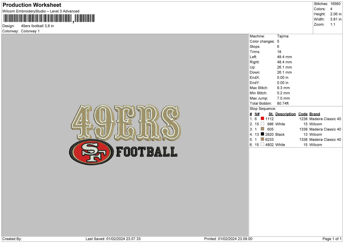 Football 0102 Embroidery File 6 sizes