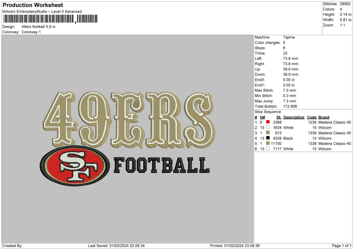 Football 0102 Embroidery File 6 sizes