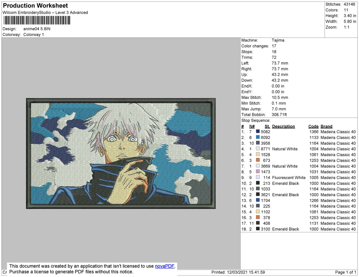 Anime 03 Rectangle Embroidery