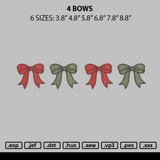4 Bows Embroidery File 6 sizes