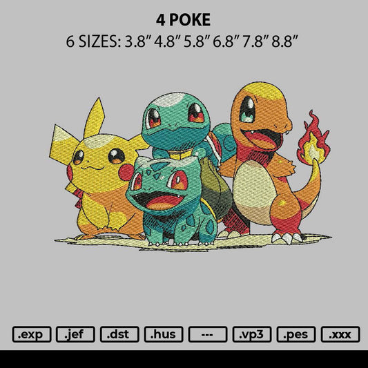 4 Poke Embroidery File 6 sizes