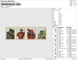4 superheros Embroidery File 6 size