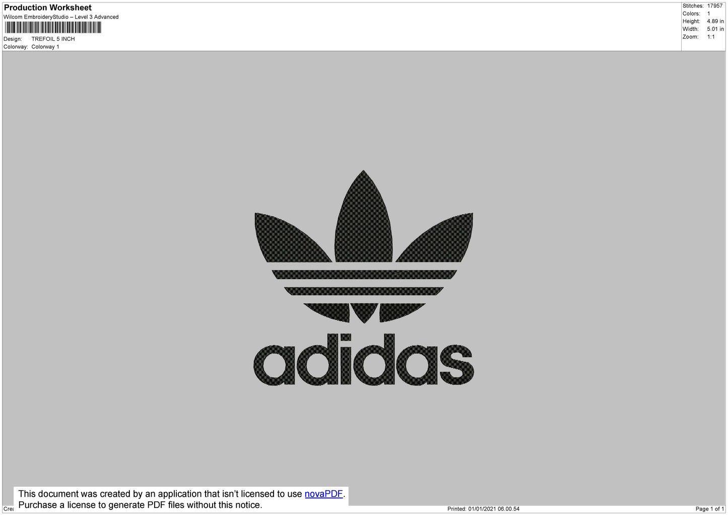 Adidas trefoil brick contour Embroidery File 7 size