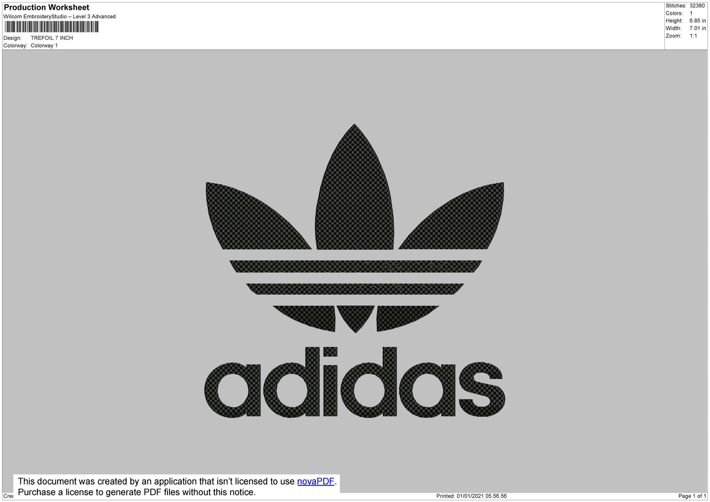 Adidas trefoil brick contour Embroidery File 7 size
