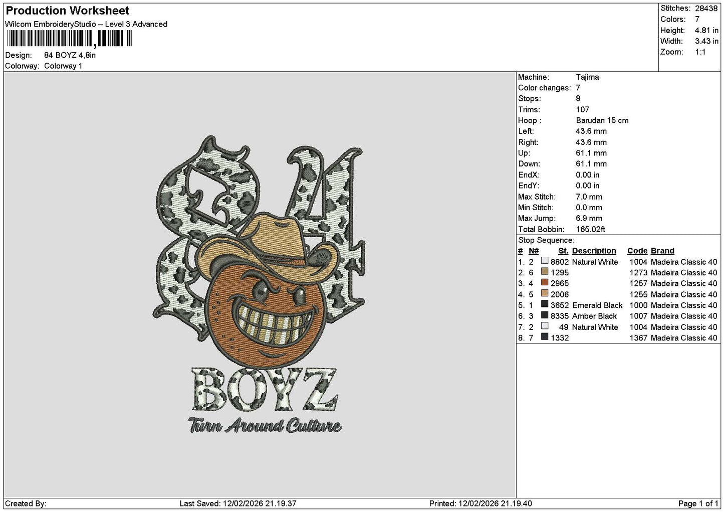 Boyztext 1202 Embroidery File 6 sizes