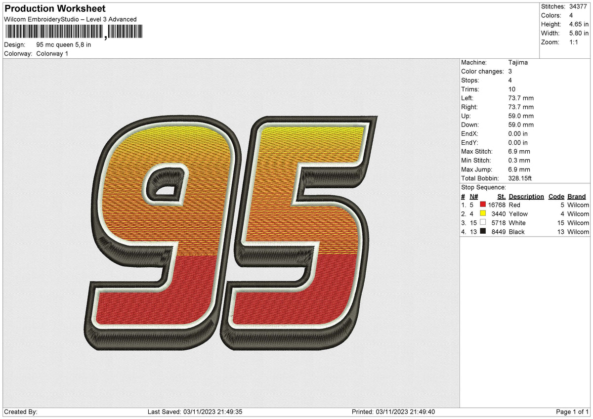 95 mc queen Embroidery File 6 size