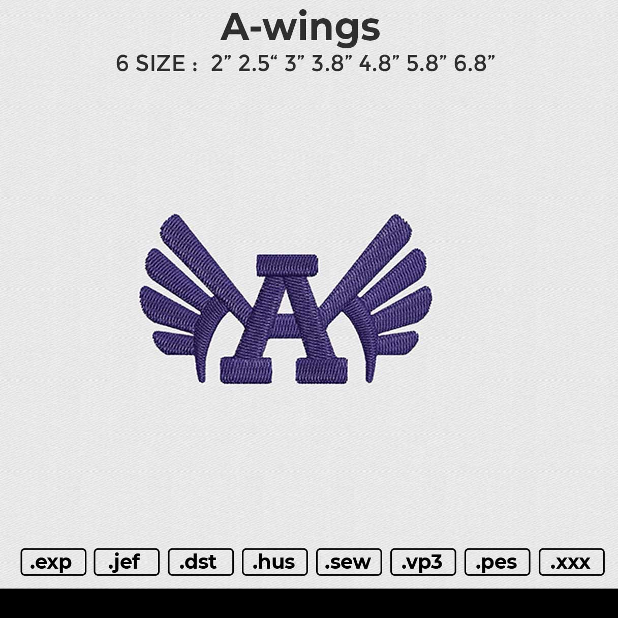 A-wings Embroidery File 6 size