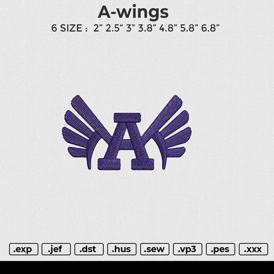 A-wings Embroidery File 6 size