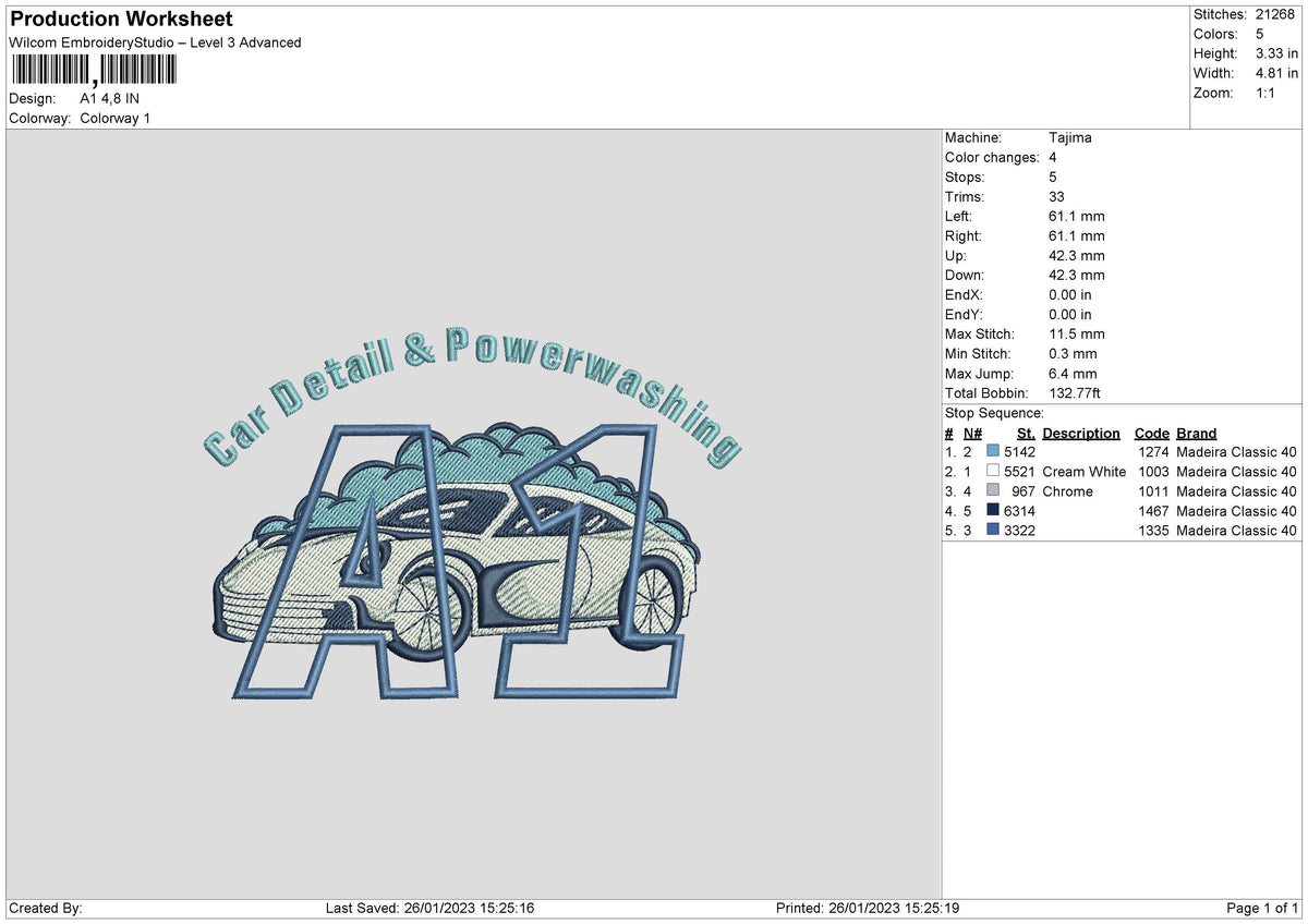 A1 Embroidery File 6 sizes