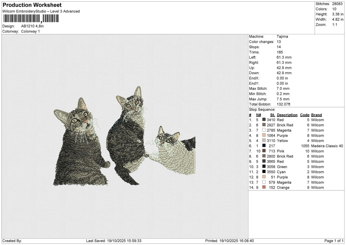CAT AB1210 Embroidery File 6 sizes
