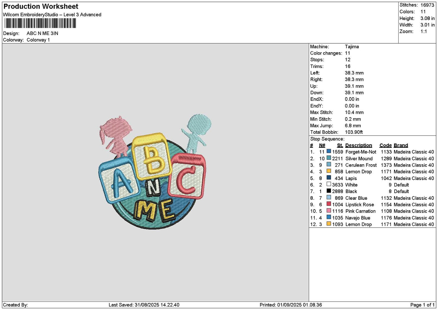 Abctext Embroidery File 6 sizes