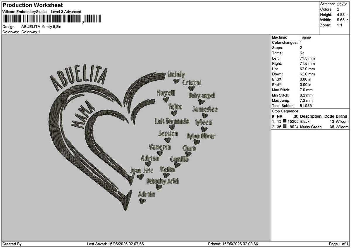 Abuelitatext Embroidery File 6 sizes
