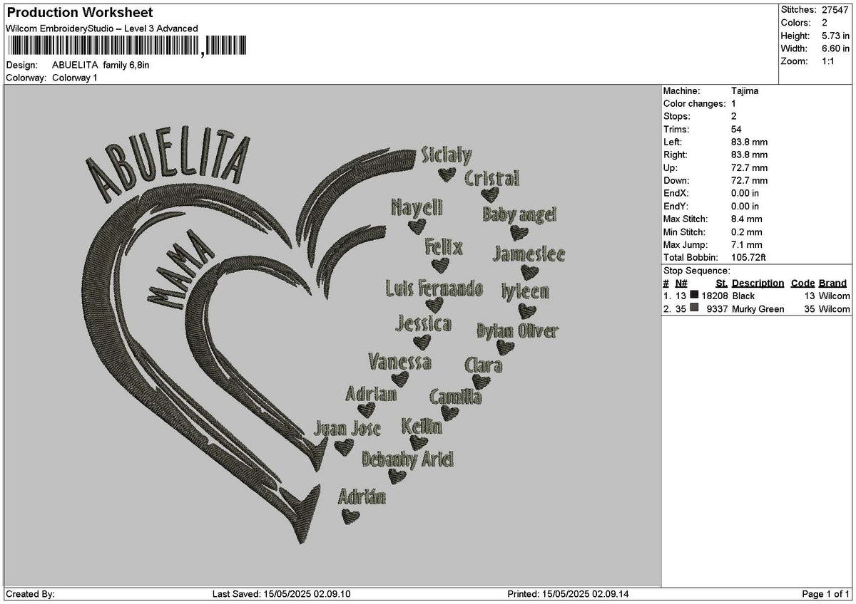 Abuelitatext Embroidery File 6 sizes