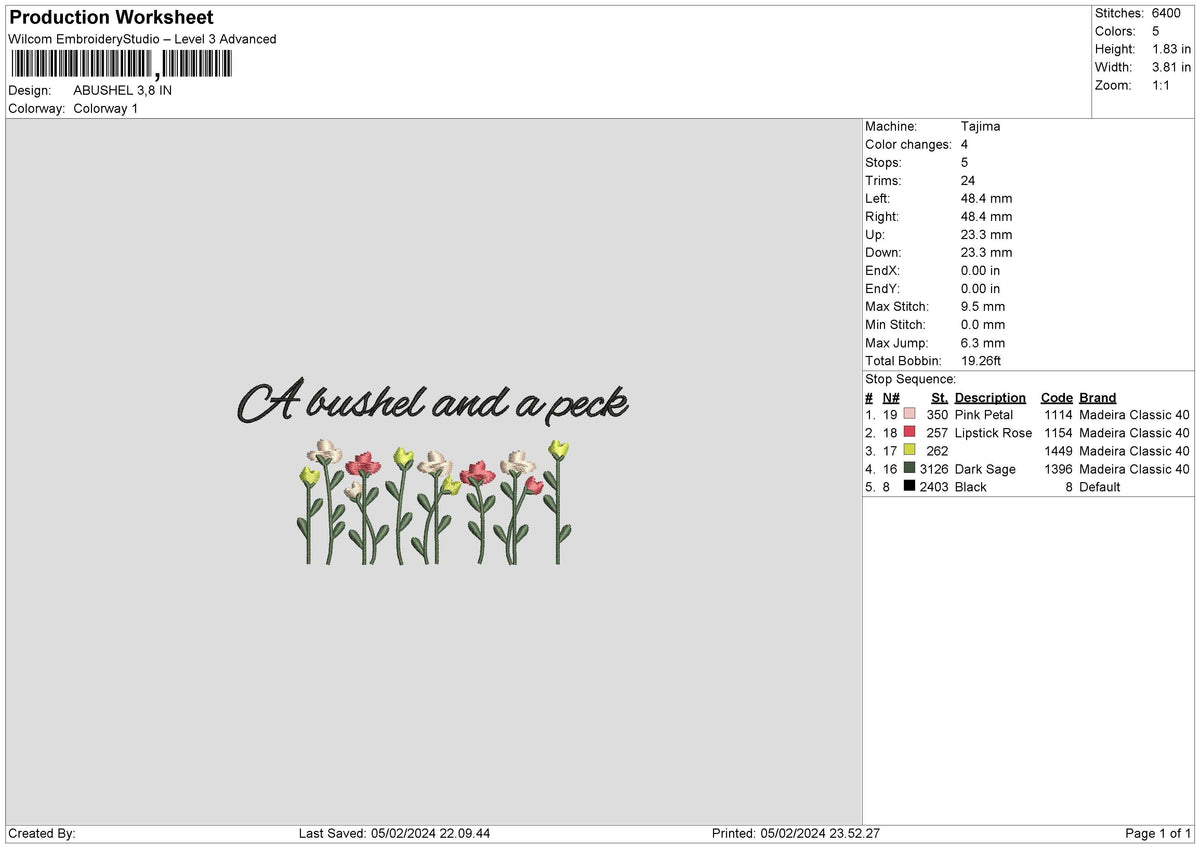 Flowers 0502 Embroidery File 6 sizes