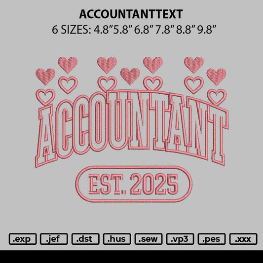 Accountanttext Embroidery File 6 sizes
