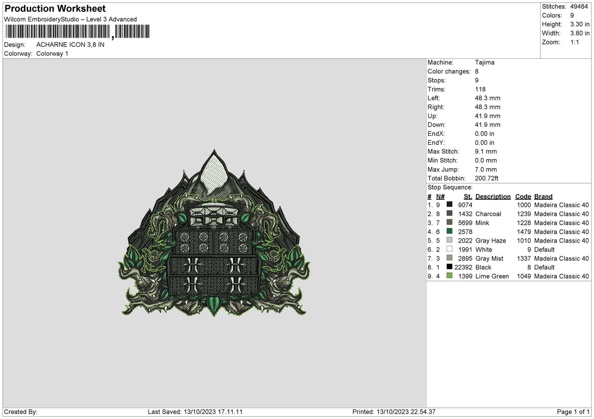 Acharne Icon Embroidery File 6 sizes