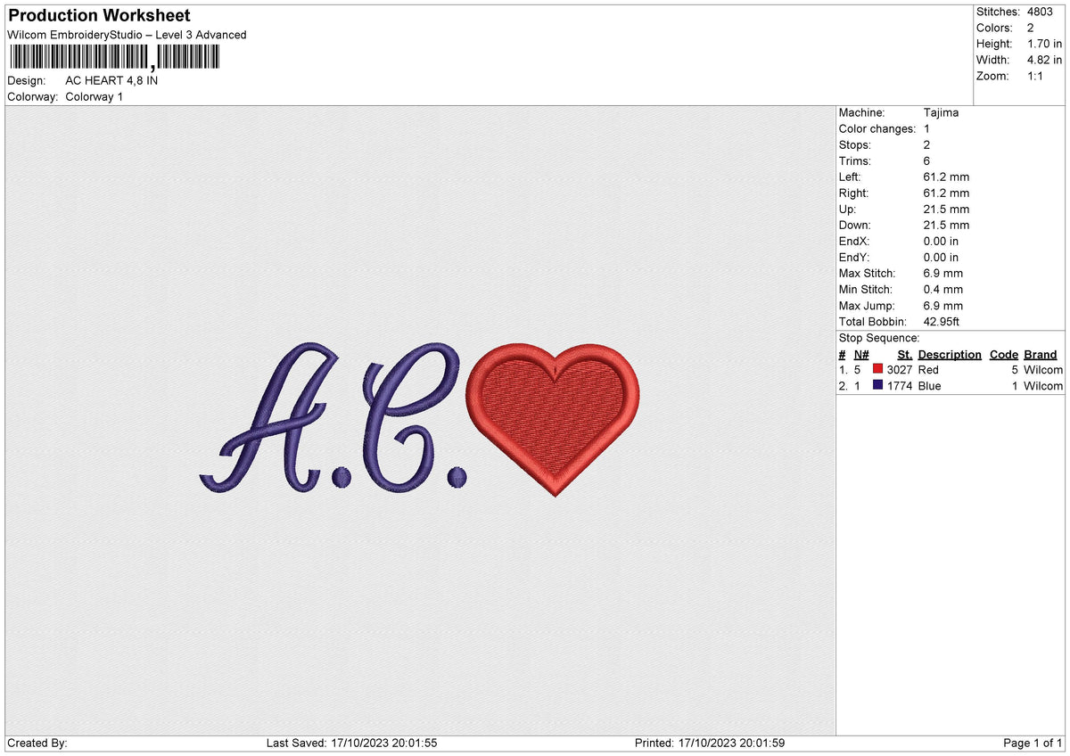 AC HEART Embroidery File 6 size