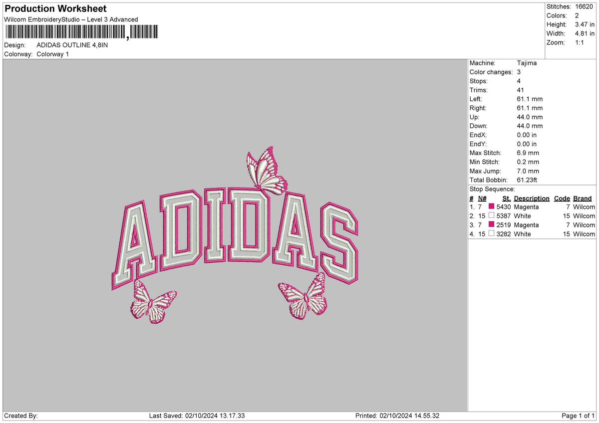 Adidas Outline Embroidery File 6 sizes