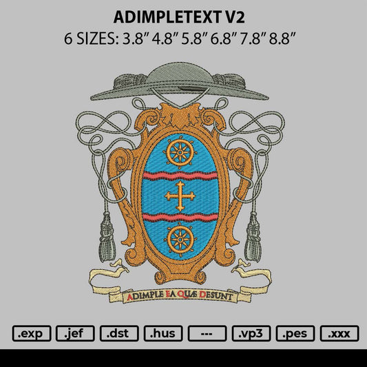 Adimpletext V2 Embroidery File 6 sizes