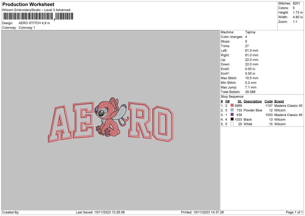 Aero Stitch Embroidery File 6 sizes