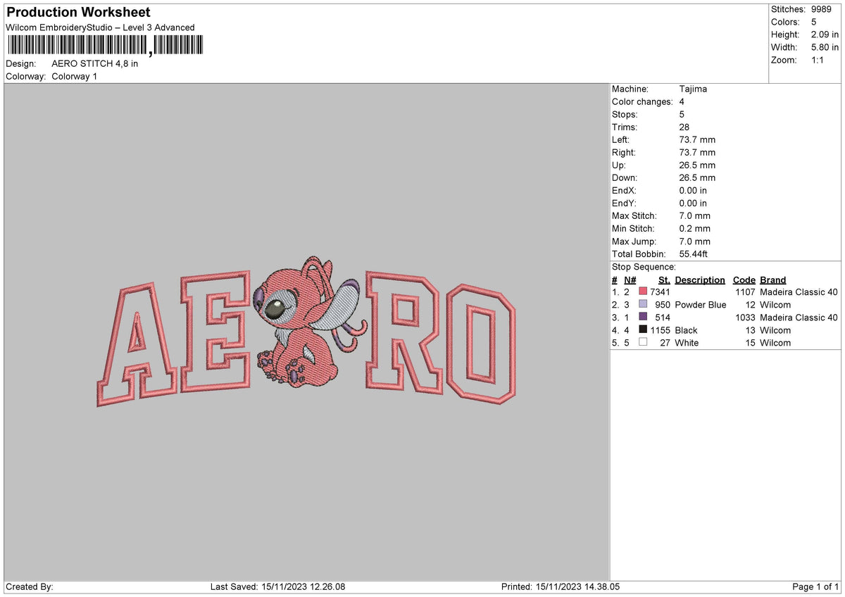 Aero Stitch Embroidery File 6 sizes