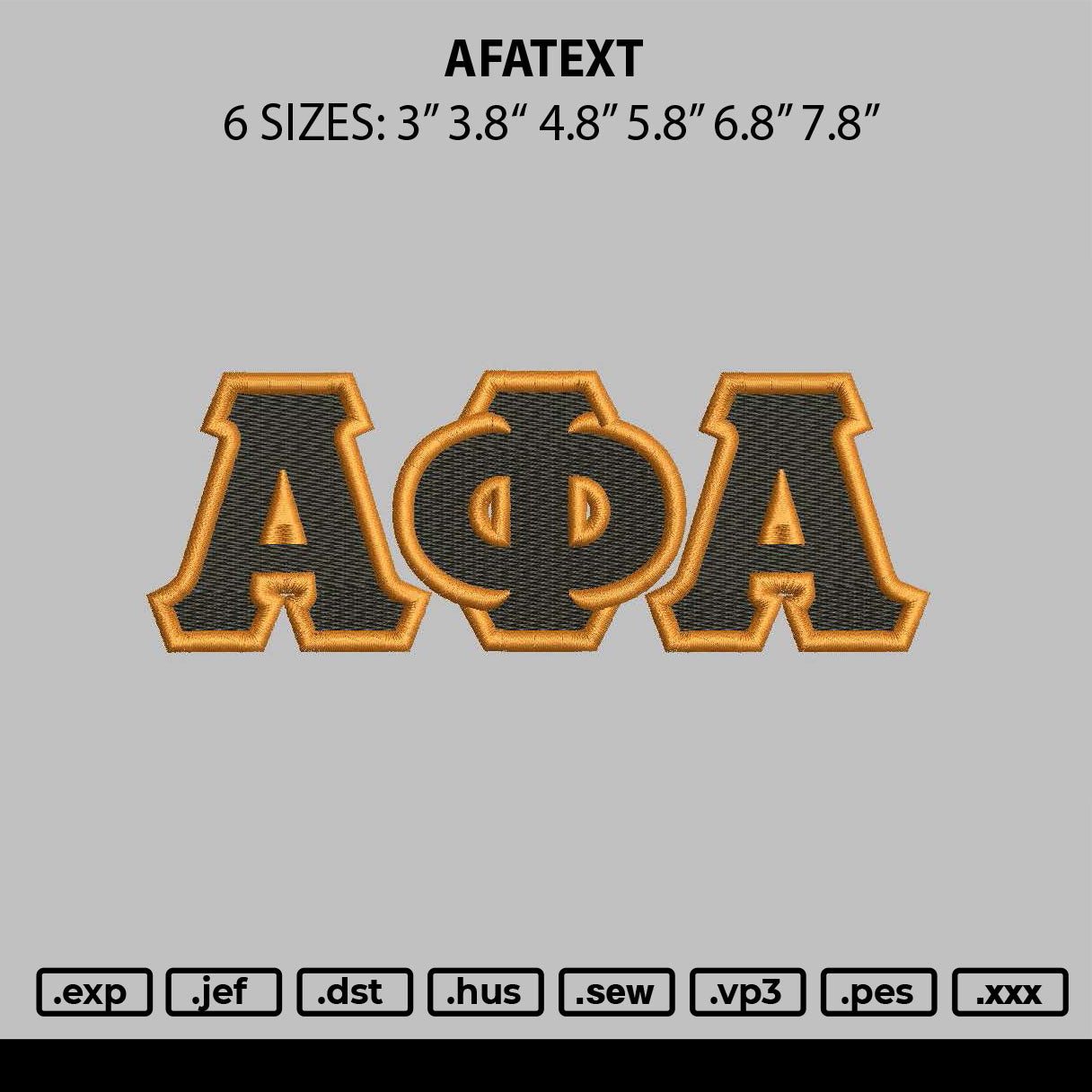 Afatext Embroidery File 6 sizes
