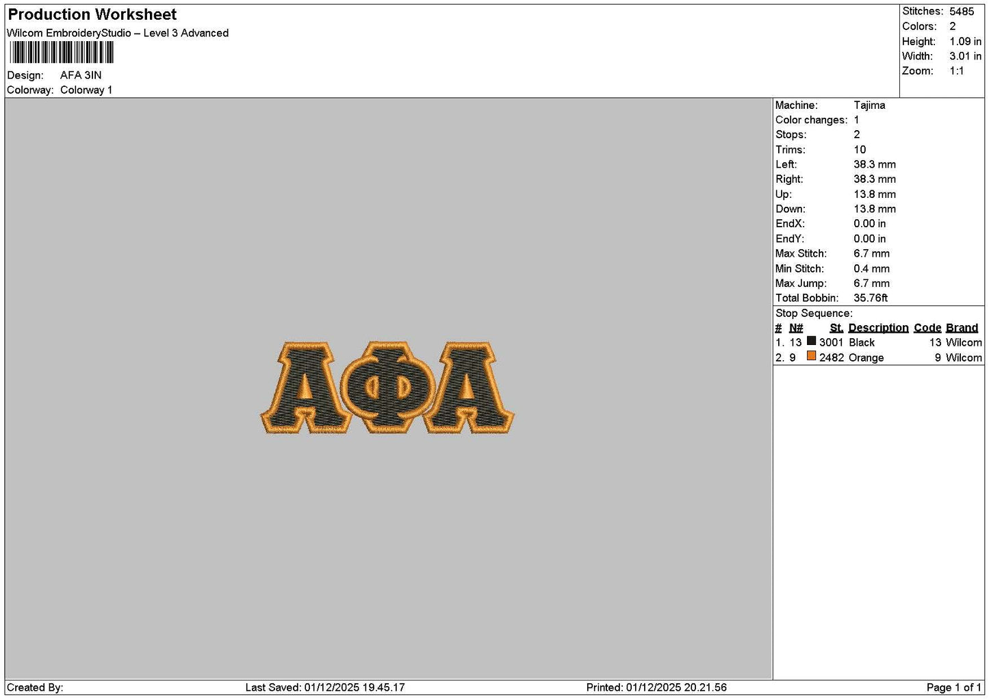 Afatext Embroidery File 6 sizes