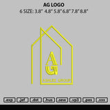 Ag Logo Embroidery File 6 sizes