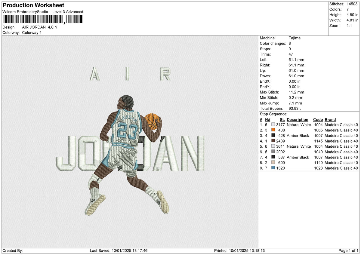 AIR JORDAN 100125 Embroidery File 6 size