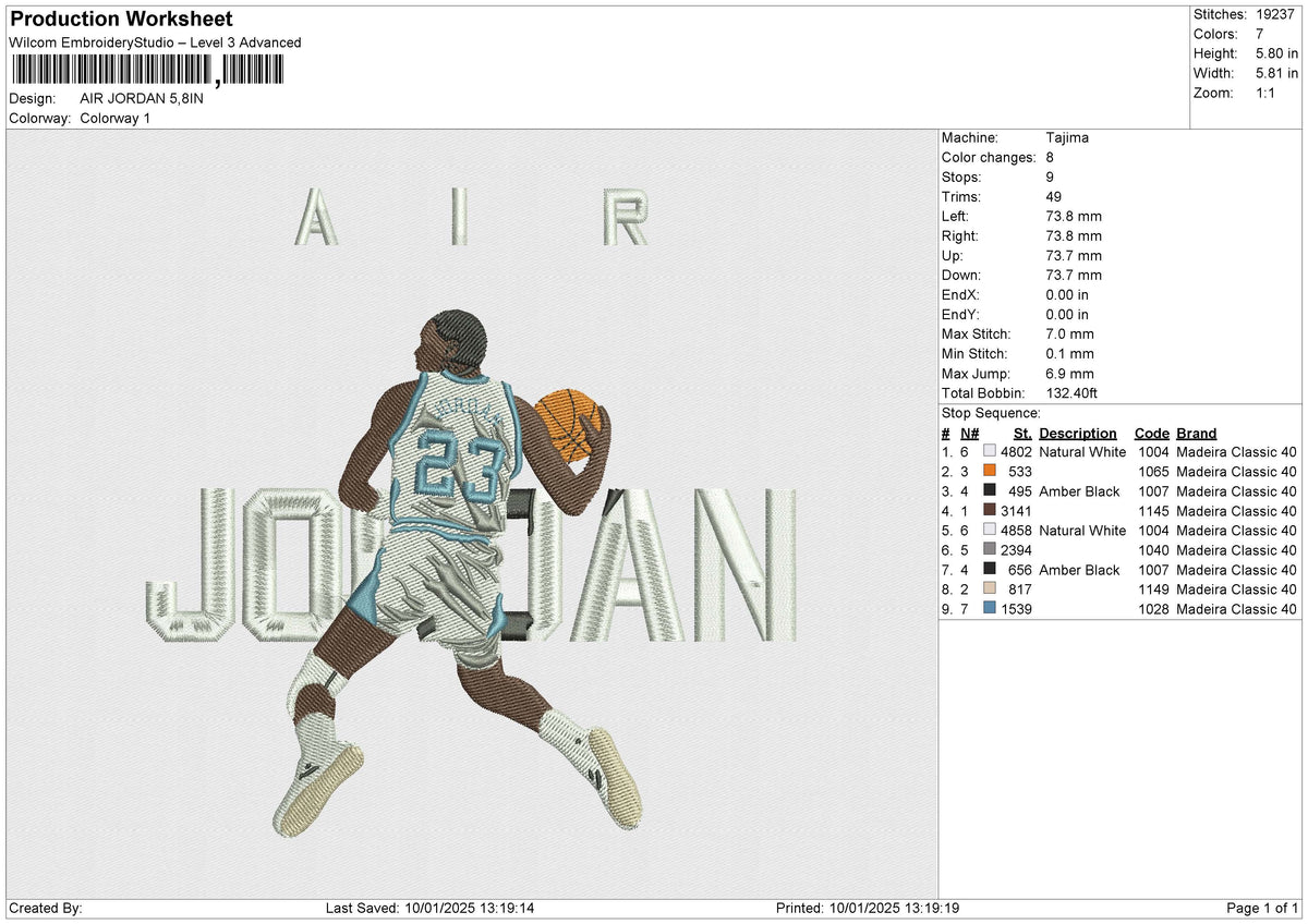 AIR JORDAN 100125 Embroidery File 6 size