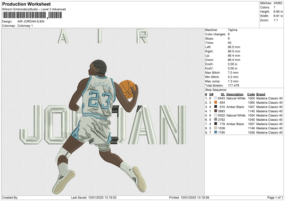 AIR JORDAN 100125 Embroidery File 6 size
