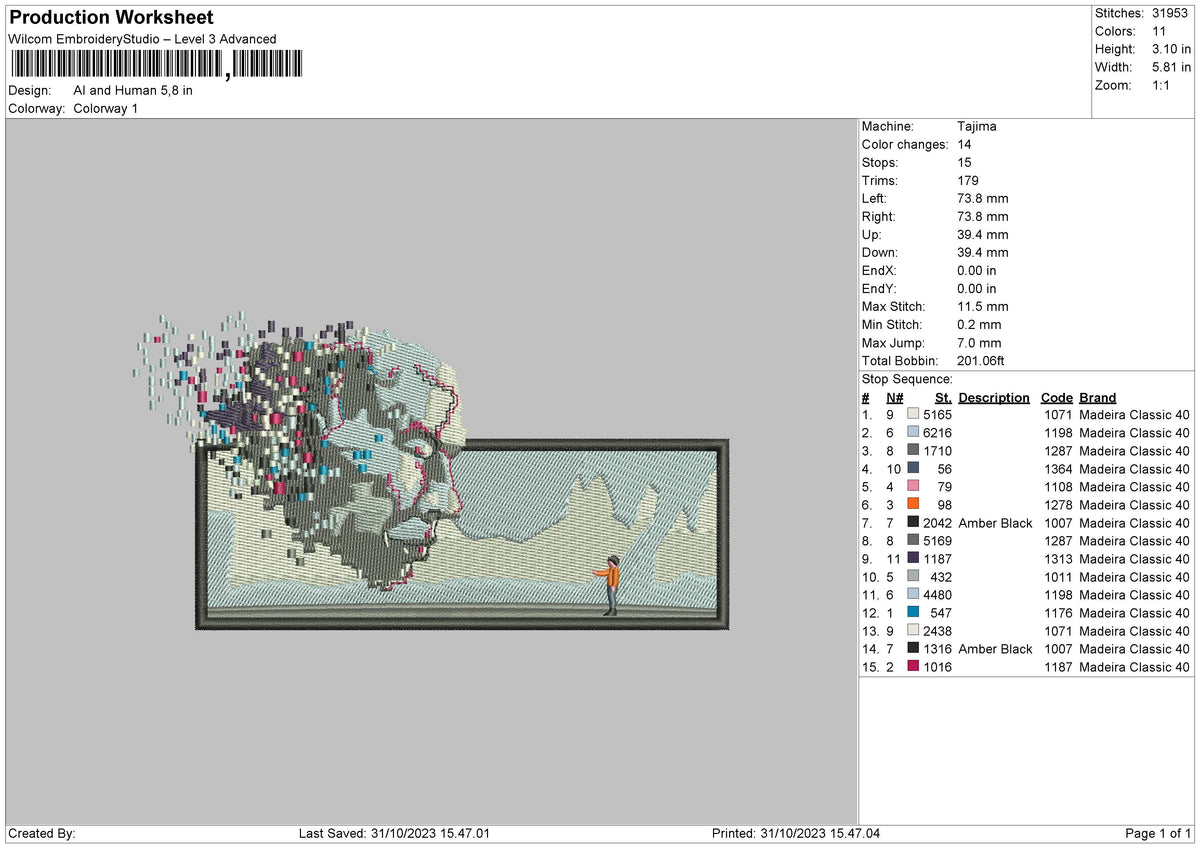 Ai Human Embroidery File 6 sizes
