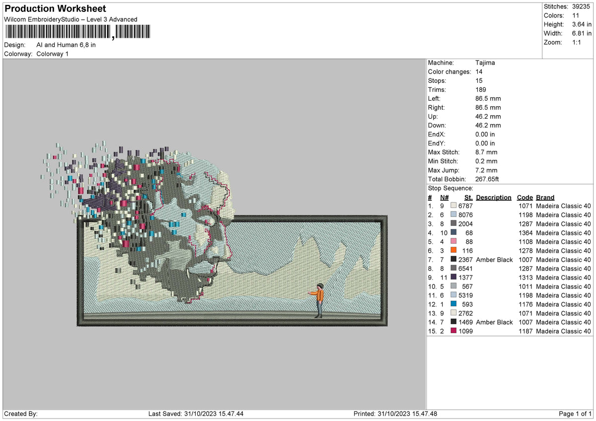 Ai Human Embroidery File 6 sizes