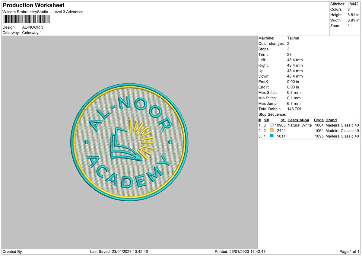 Al Noor Embroidery File 6 sizes