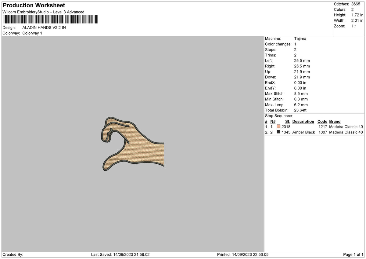Aladin Hands V2 Embroidery File 6 sizes