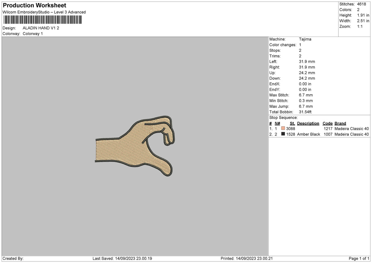 Aladin Hands V1 Embroidery File 6 sizes