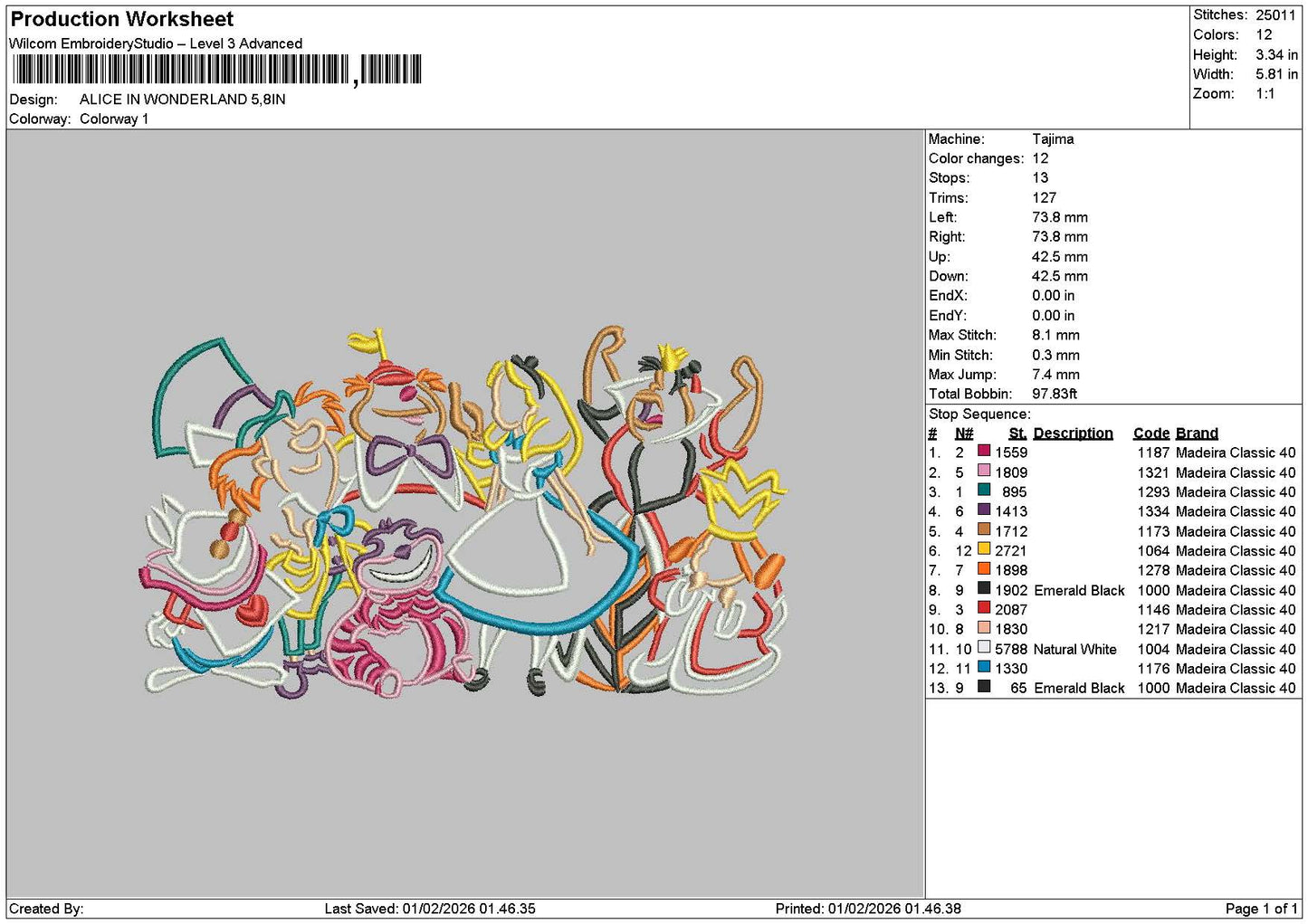 Alice0102 Embroidery File 6 sizes